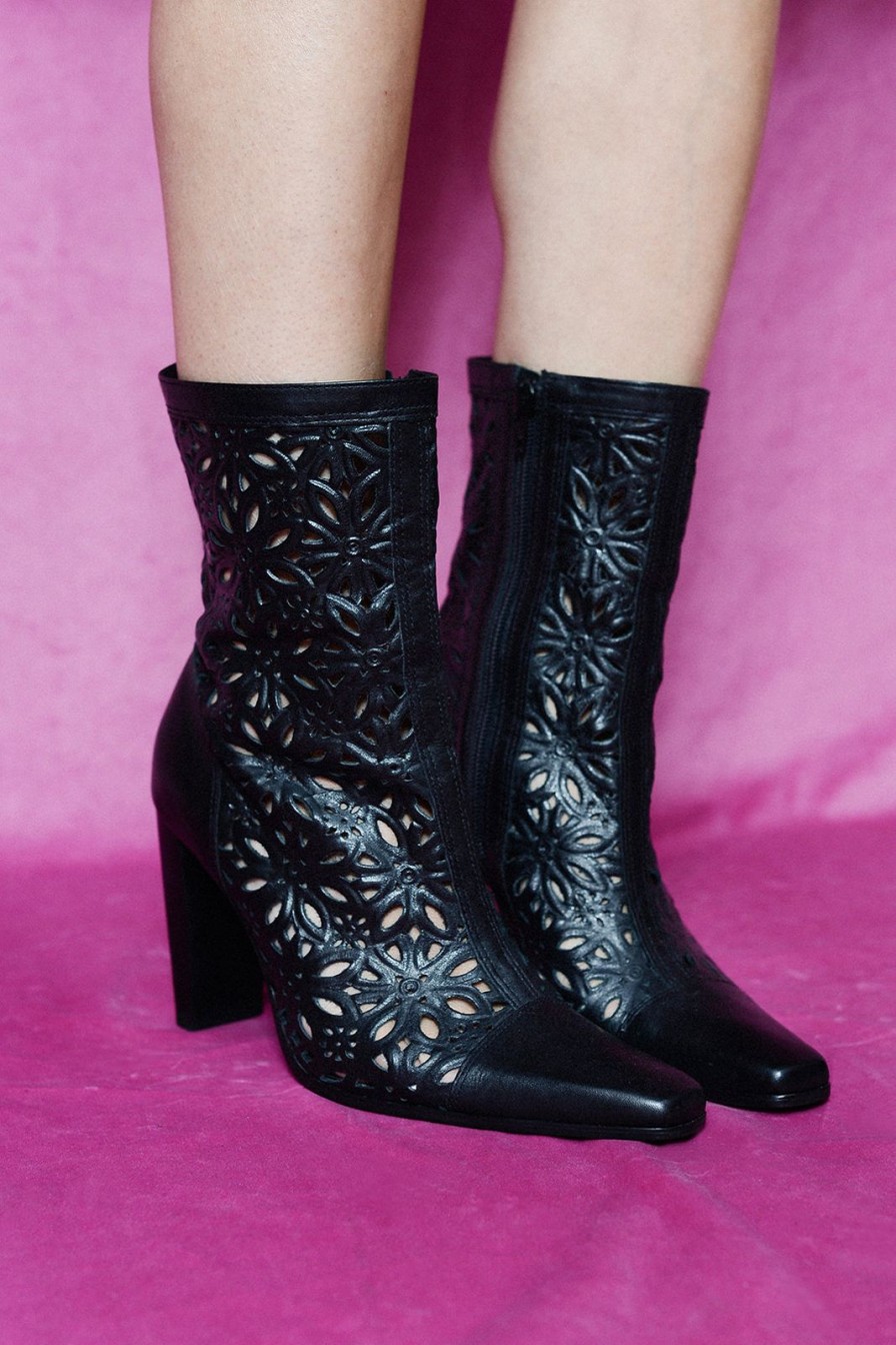 Accessories Bloda's Choice | Cut Out Leather Boots Black