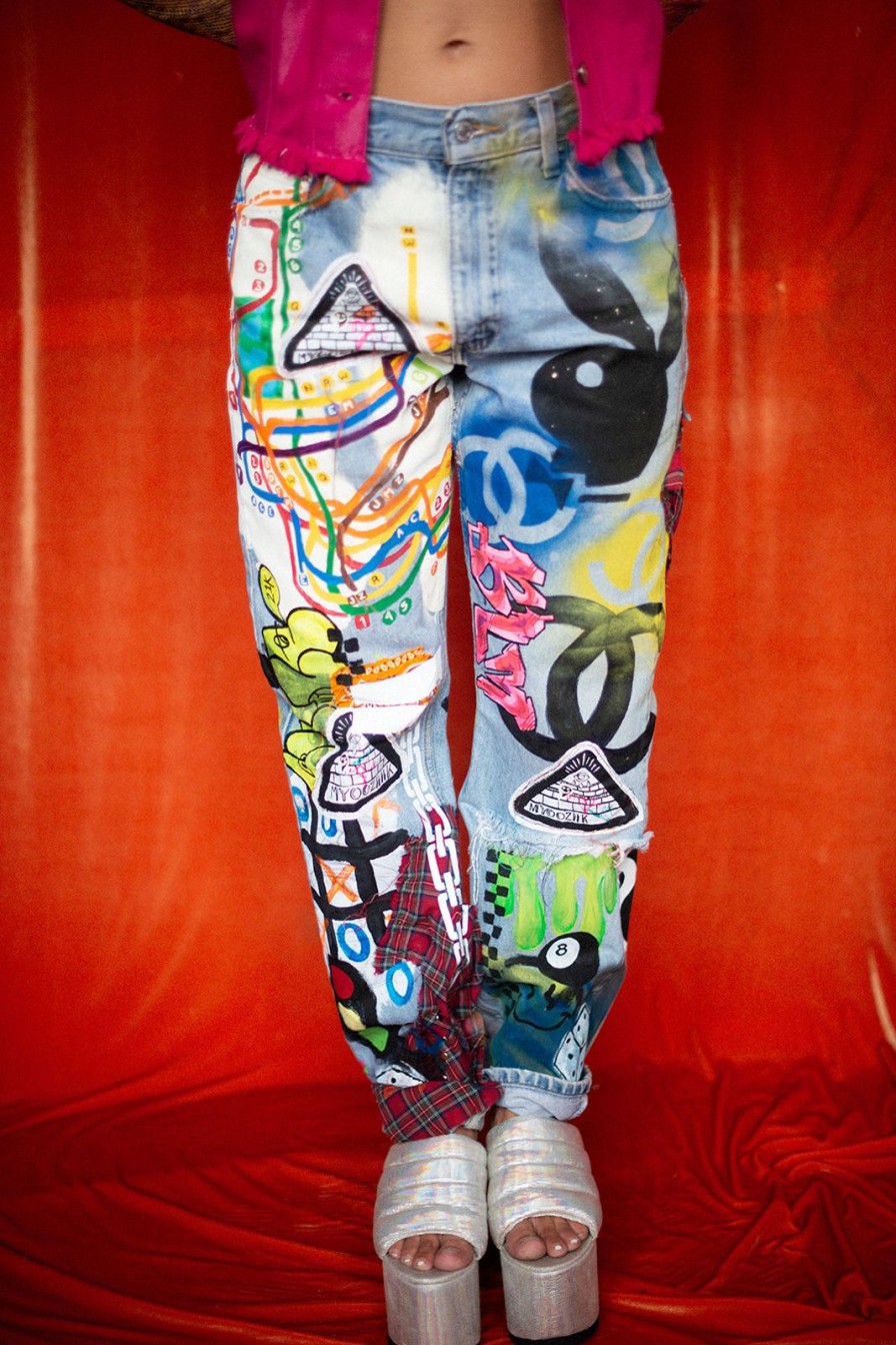 Bottoms Bloda's Choice | Denim Pants Hand Painted