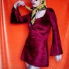 Tops Bloda's Choice | Betsey Johnson Vintage Velour Dress Red Wine